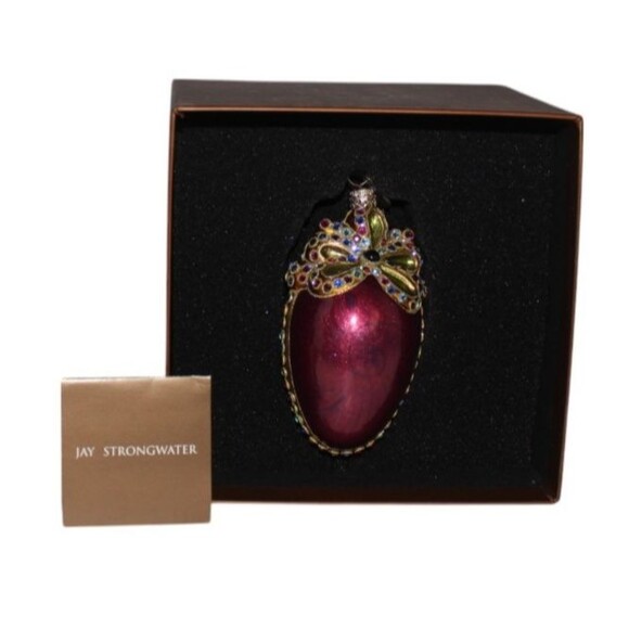 Jay Strongwater Purple Egg With Swarovski Crystal Bow Ornament - Picture 6 of 8